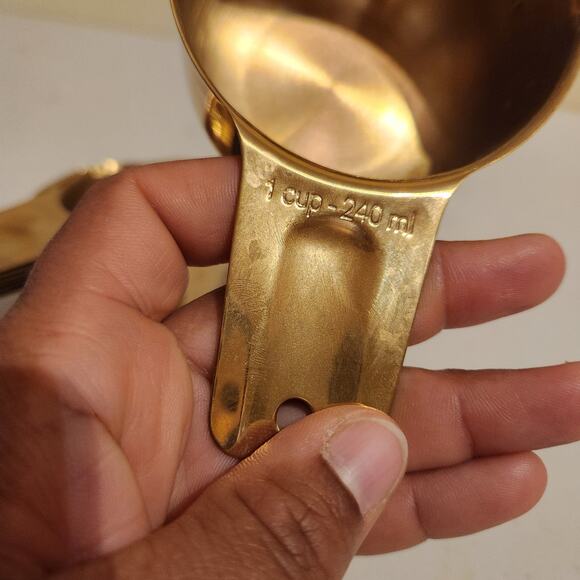 Measuring Cups Gold Tone Set Of 8 For Baking Cooking Kitchenware - Picture 12 of 13